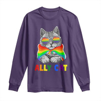 Ally Cat with Pride Cape Long Sleeve Shirt Rainbow LGBTQ+ Support