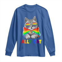 Ally Cat with Pride Cape Long Sleeve Shirt Rainbow LGBTQ+ Support