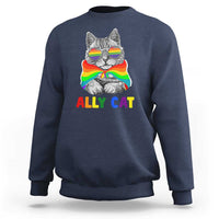 Ally Cat with Pride Cape Sweatshirt Rainbow LGBTQ+ Support