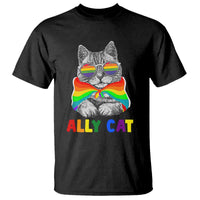 Ally Cat with Pride Cape T Shirt Rainbow LGBTQ+ Support