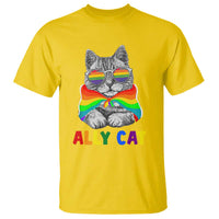 Ally Cat with Pride Cape T Shirt Rainbow LGBTQ+ Support