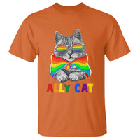 Ally Cat with Pride Cape T Shirt Rainbow LGBTQ+ Support