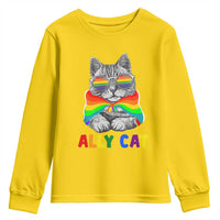 Ally Cat with Pride Cape Youth Sweatshirt Rainbow LGBTQ+ Support