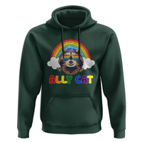 Ally Street Cat Rainbow Raccoon Hoodie Funny LGBTQ+ Pride Support