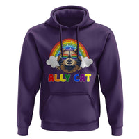 Ally Street Cat Rainbow Raccoon Hoodie Funny LGBTQ+ Pride Support
