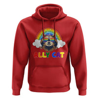 Ally Street Cat Rainbow Raccoon Hoodie Funny LGBTQ+ Pride Support