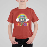 Ally Street Cat Rainbow Raccoon T Shirt For Kid Funny LGBTQ+ Pride Support