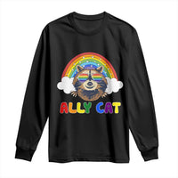Ally Street Cat Rainbow Raccoon Long Sleeve Shirt Funny LGBTQ+ Pride Support