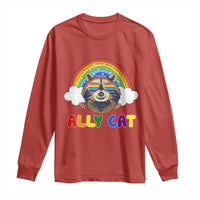 Ally Street Cat Rainbow Raccoon Long Sleeve Shirt Funny LGBTQ+ Pride Support
