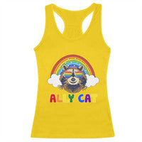 Ally Street Cat Rainbow Raccoon Racerback Tank Top Funny LGBTQ+ Pride Support