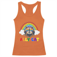 Ally Street Cat Rainbow Raccoon Racerback Tank Top Funny LGBTQ+ Pride Support
