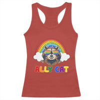 Ally Street Cat Rainbow Raccoon Racerback Tank Top Funny LGBTQ+ Pride Support