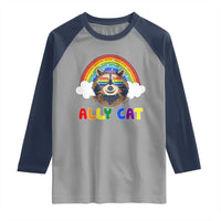 Ally Street Cat Rainbow Raccoon Raglan Shirt Funny LGBTQ+ Pride Support