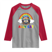 Ally Street Cat Rainbow Raccoon Raglan Shirt Funny LGBTQ+ Pride Support