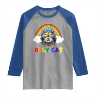 Ally Street Cat Rainbow Raccoon Raglan Shirt Funny LGBTQ+ Pride Support