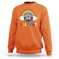 Ally Street Cat Rainbow Raccoon Sweatshirt Funny LGBTQ+ Pride Support