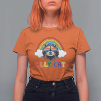Ally Street Cat Rainbow Raccoon T Shirt For Women Funny LGBTQ+ Pride Support