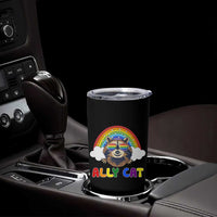 Ally Street Cat Rainbow Raccoon Tumbler Cup Funny LGBTQ+ Pride Support