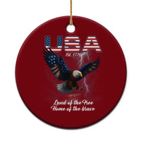 Bold Patriotic American Eagle Ceramic Ornament Land of the Free Home of the Brave Est 1776 - Wonder Print Shop