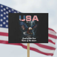 Bold Patriotic American Eagle Protest Sign Land of the Free Home of the Brave Est 1776 - Wonder Print Shop