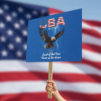 Bold Patriotic American Eagle Protest Sign Land of the Free Home of the Brave Est 1776 - Wonder Print Shop