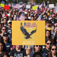 Bold Patriotic American Eagle Protest Sign Land of the Free Home of the Brave Est 1776 - Wonder Print Shop