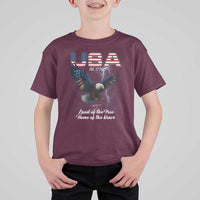 Bold Patriotic American Eagle T Shirt For Kid Land of the Free Home of the Brave Est 1776