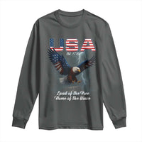 Bold Patriotic American Eagle Long Sleeve Shirt Land of the Free Home of the Brave Est 1776