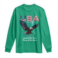 Bold Patriotic American Eagle Long Sleeve Shirt Land of the Free Home of the Brave Est 1776