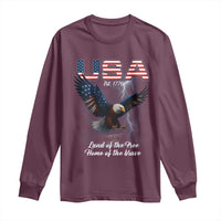 Bold Patriotic American Eagle Long Sleeve Shirt Land of the Free Home of the Brave Est 1776