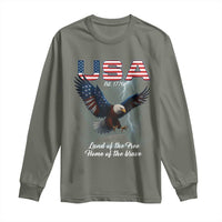 Bold Patriotic American Eagle Long Sleeve Shirt Land of the Free Home of the Brave Est 1776