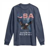 Bold Patriotic American Eagle Long Sleeve Shirt Land of the Free Home of the Brave Est 1776