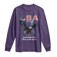 Bold Patriotic American Eagle Long Sleeve Shirt Land of the Free Home of the Brave Est 1776