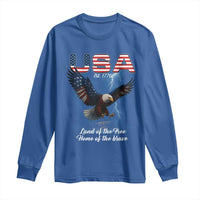 Bold Patriotic American Eagle Long Sleeve Shirt Land of the Free Home of the Brave Est 1776
