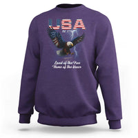 Bold Patriotic American Eagle Sweatshirt Land of the Free Home of the Brave Est 1776