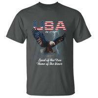Bold Patriotic American Eagle T Shirt Land of the Free Home of the Brave Est 1776