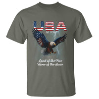 Bold Patriotic American Eagle T Shirt Land of the Free Home of the Brave Est 1776