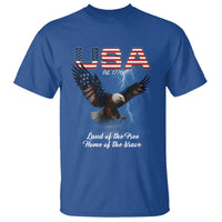 Bold Patriotic American Eagle T Shirt Land of the Free Home of the Brave Est 1776