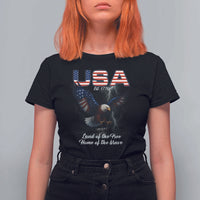 Bold Patriotic American Eagle T Shirt For Women Land of the Free Home of the Brave Est 1776