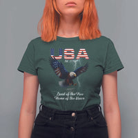 Bold Patriotic American Eagle T Shirt For Women Land of the Free Home of the Brave Est 1776