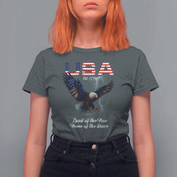 Bold Patriotic American Eagle T Shirt For Women Land of the Free Home of the Brave Est 1776