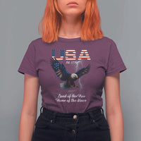 Bold Patriotic American Eagle T Shirt For Women Land of the Free Home of the Brave Est 1776