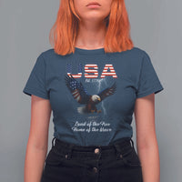 Bold Patriotic American Eagle T Shirt For Women Land of the Free Home of the Brave Est 1776