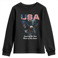 Bold Patriotic American Eagle Youth Sweatshirt Land of the Free Home of the Brave Est 1776