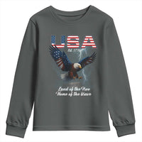 Bold Patriotic American Eagle Youth Sweatshirt Land of the Free Home of the Brave Est 1776