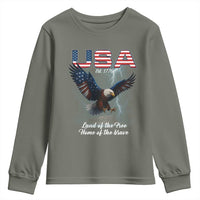 Bold Patriotic American Eagle Youth Sweatshirt Land of the Free Home of the Brave Est 1776