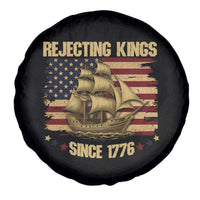 Rejecting Kings Since 1776 Spare Tire Cover Historic Ship Sailboat Distressed American Flag