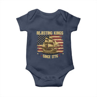 Rejecting Kings Since 1776 Baby Onesie Historic Ship Sailboat Distressed American Flag