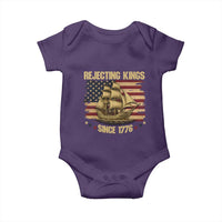 Rejecting Kings Since 1776 Baby Onesie Historic Ship Sailboat Distressed American Flag