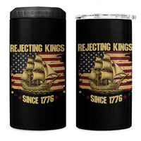Rejecting Kings Since 1776 4 in 1 Can Cooler Tumbler Historic Ship Sailboat Distressed American Flag